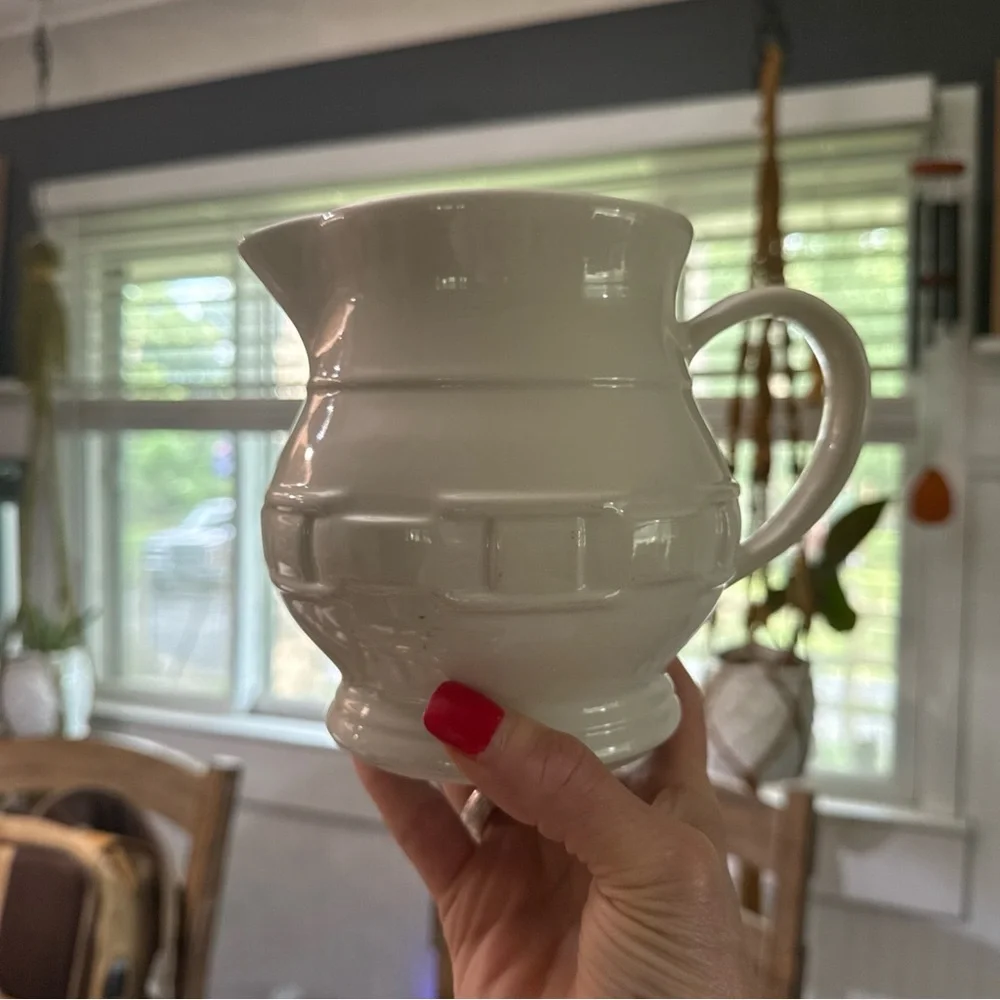 Longaberger Woven Traditions Cream Ceramic Pitcher 1 Quart